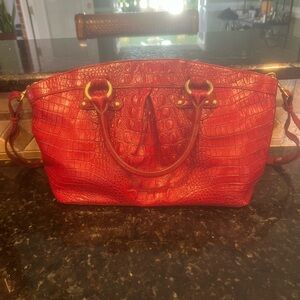Brahmin Red Crocodile-Embossed Shoulder Bag